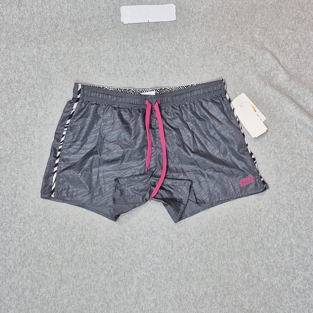 Soffe Women Shorts L (JUNIOR) Gray Activewear Shorts Animal Print Running NWT